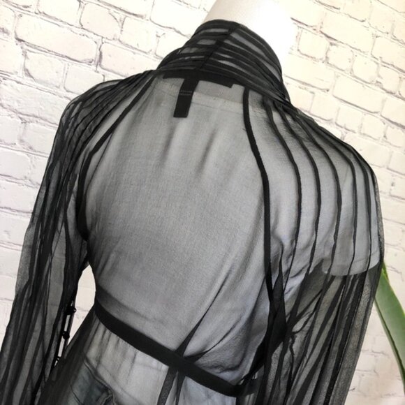 ROBERT RODRIGUEZ BLACK SILK SHEER WRAP BLOUSE 6 - Picture 8 of 9